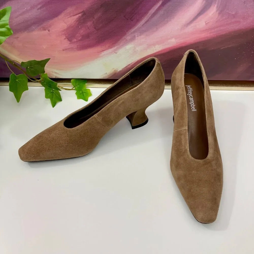 Jeffrey Campbell Hints-2 Suede Square Toe Pumps‎ Size 6.5